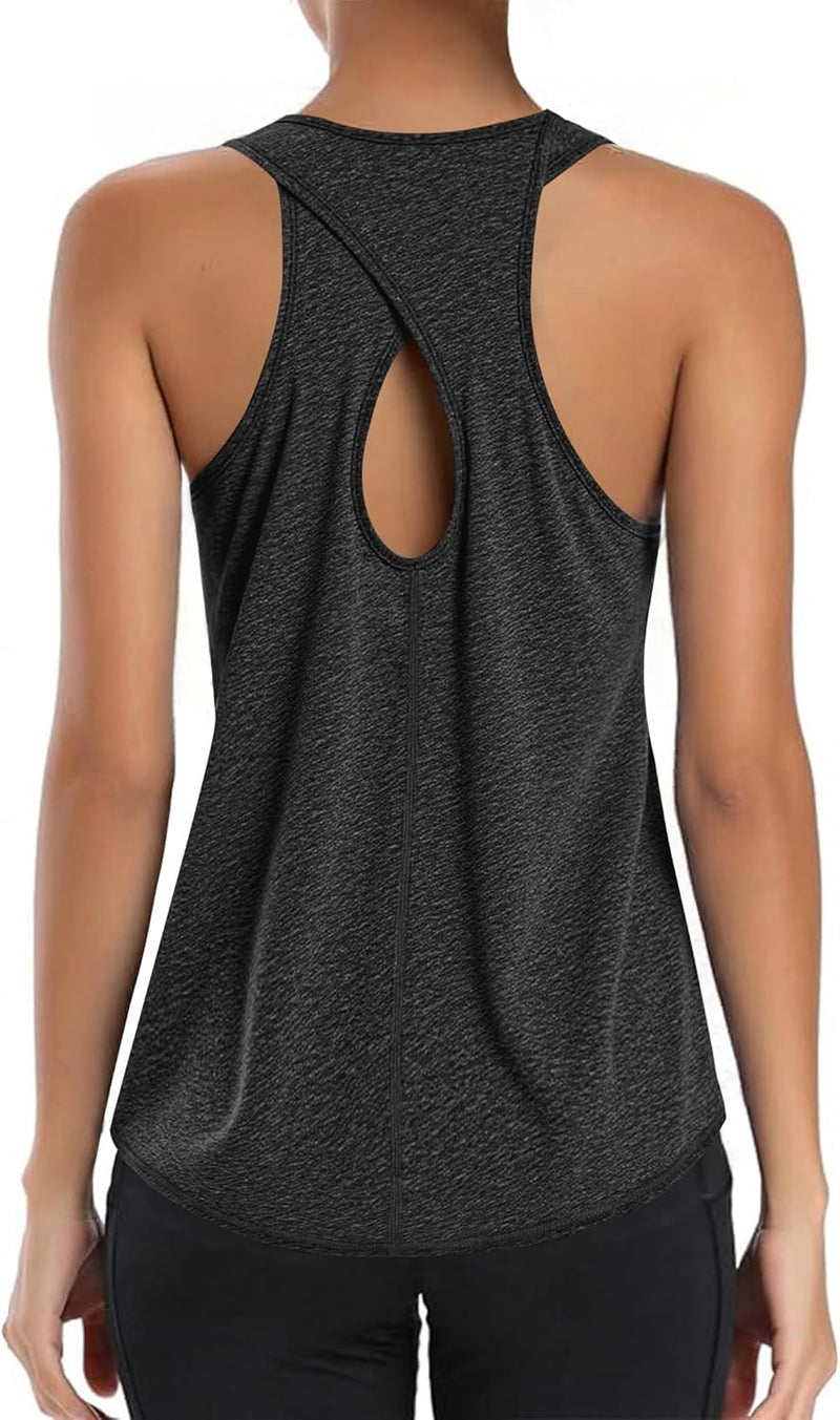 Load image into Gallery viewer, Dames sporttop mouwloos sneldrogend met open rug – fitness top – yoga shirt
