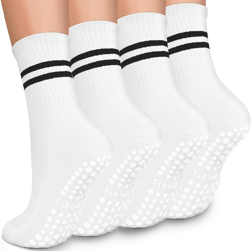 Carica immagine in Galleria Viewer, Antislip sokken dames 4 paar maat 35-40 met siliconen grip – yoga pilates trampoline sokken
