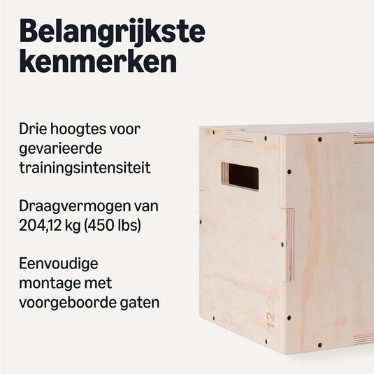Houten plyo box met 3 hoogtes tot 204 kg – jump box – plyometrische trainingsbox