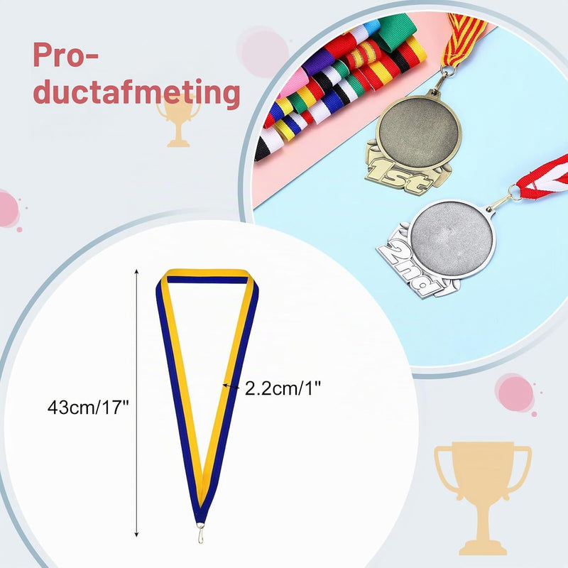 Chargez l'image dans la visionneuse de la galerie, Medaille neklinten 66 stuks 43 x 2,2 cm blauw-geel met klikclip – award linten – sport accessoires
