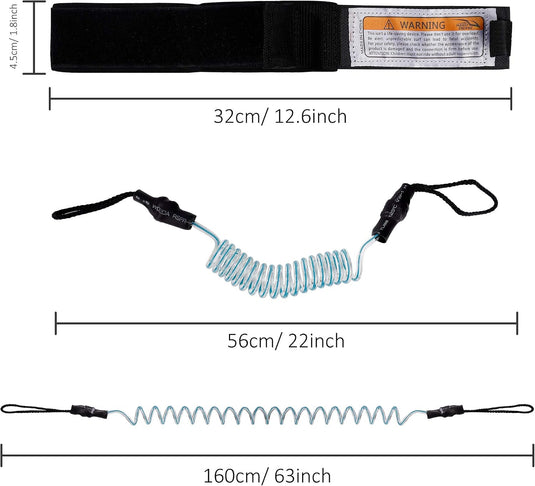 Leash de surf de 1,5 mètre avec boucle réglable à scratch pour bodyboard et paddleboard – cordon de surf – sécurité pour planche