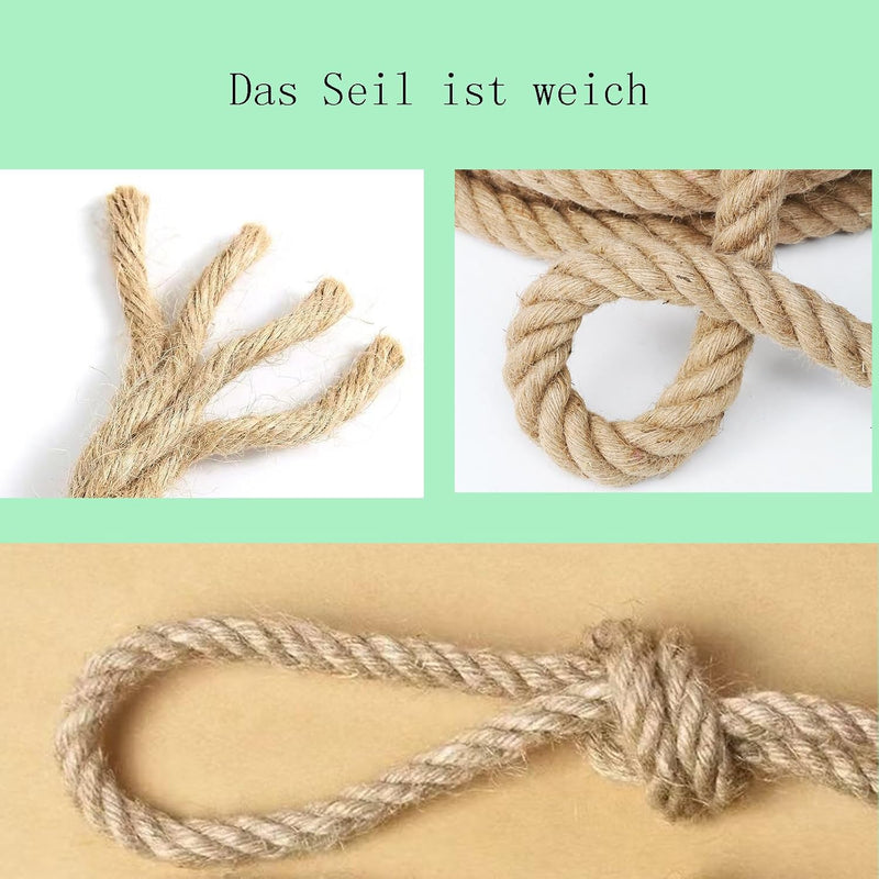 Laden Sie das Bild in Galerie -Viewer, Jutetouw 10 m x 12 mm – natuurlijk touw voor tuin, decoratie, leuning, barrière en doe-het-zelf – bruin
