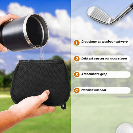 Golfclub-Reinigungstasche mit wasserdichter Innenlage und abnehmbarem Clip – Golfballreiniger – Golfpflege