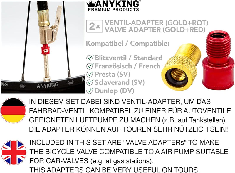 Load image into Gallery viewer, 18-delige Frans Presta Sclaverand-ventiel SV vervangings-Set: fietsventielinzetstukken + autoventiel adapter luchtpomp compressor opzetstuk + schroefsleutel + ventieldop racefiets-ventielen
