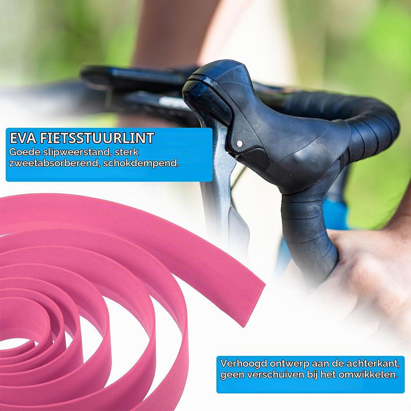 Laden Sie das Bild in Galerie -Viewer, Fietsstuurlint EVA 2 stuks 200 x 30 mm roze met einddoppen – antislip stuurtape – fiets accessoires
