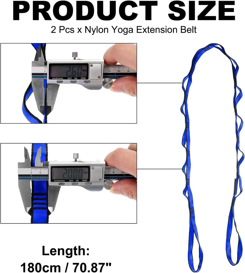 Załaduj obraz do przeglądarki galerii, Daisy chain ophangbanden 2 stuks 180 cm met 12 lussen blauw – verstelbare nylon riemen – aerial yoga accessoires
