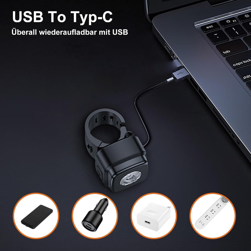Laden Sie das Bild in Galerie -Viewer, Oplaadbaar fietsvoorlicht USB-C IPX5 waterbestendig met 3 lichtstanden – fietslamp – fietsverlichting
