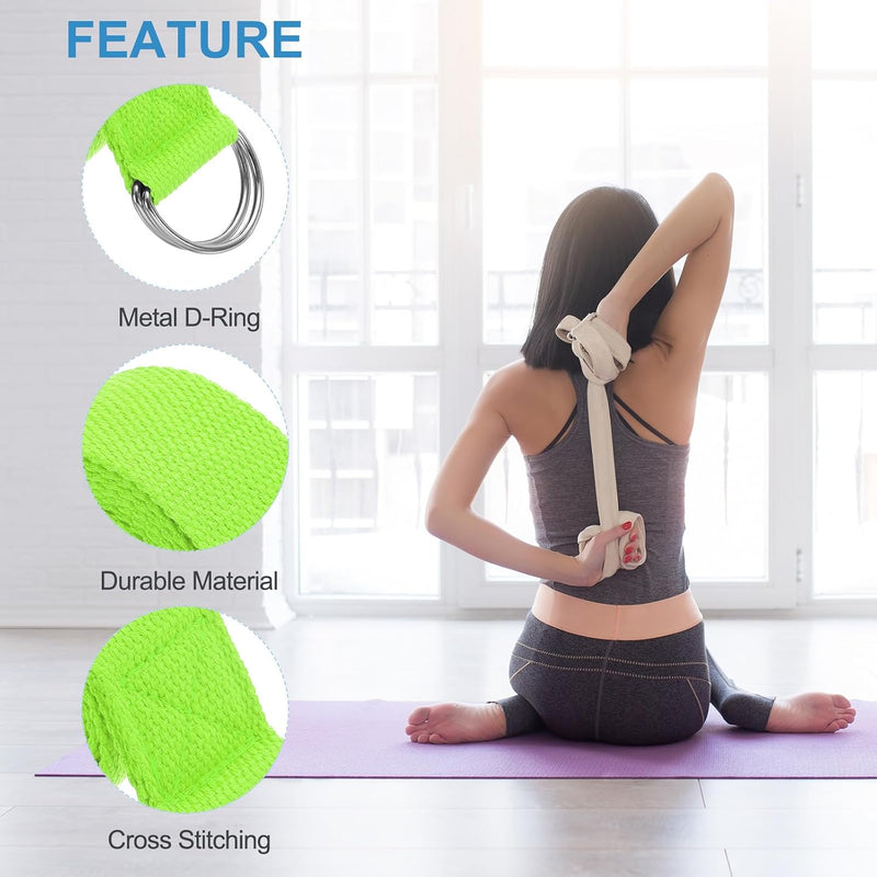 Załaduj obraz do przeglądarki galerii, Yogariemen 6 stuks 180 x 3,8 cm van katoen met D-ring bruin – stretchbanden – yoga pilates accessoires
