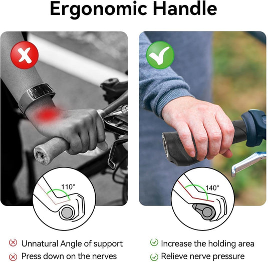 Ergonomische fietshandvatten 22 mm lang en kort zwart