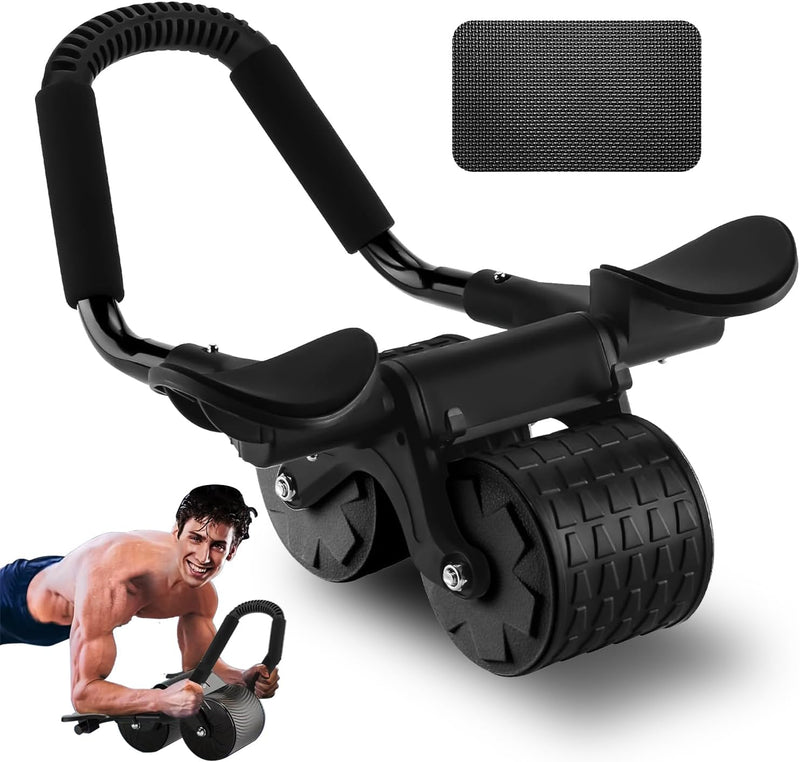Laad afbeelding in Galerijviewer, Ab roller met elleboogsteun automatische terugslag en dubbele wielen – buikspiertrainer – ab wheel
