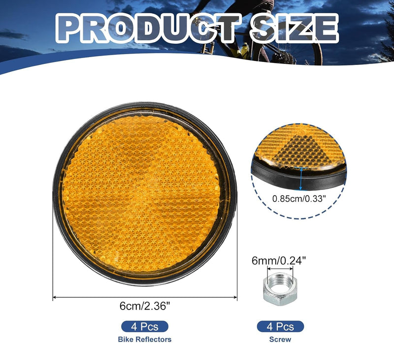 Chargez l'image dans la visionneuse de la galerie, Réflecteurs ronds, 4 pièces, 60 mm, avec fixation par vis M6 – réflecteurs pour véhicules – réflecteurs de sécurité pour moto et remorque
