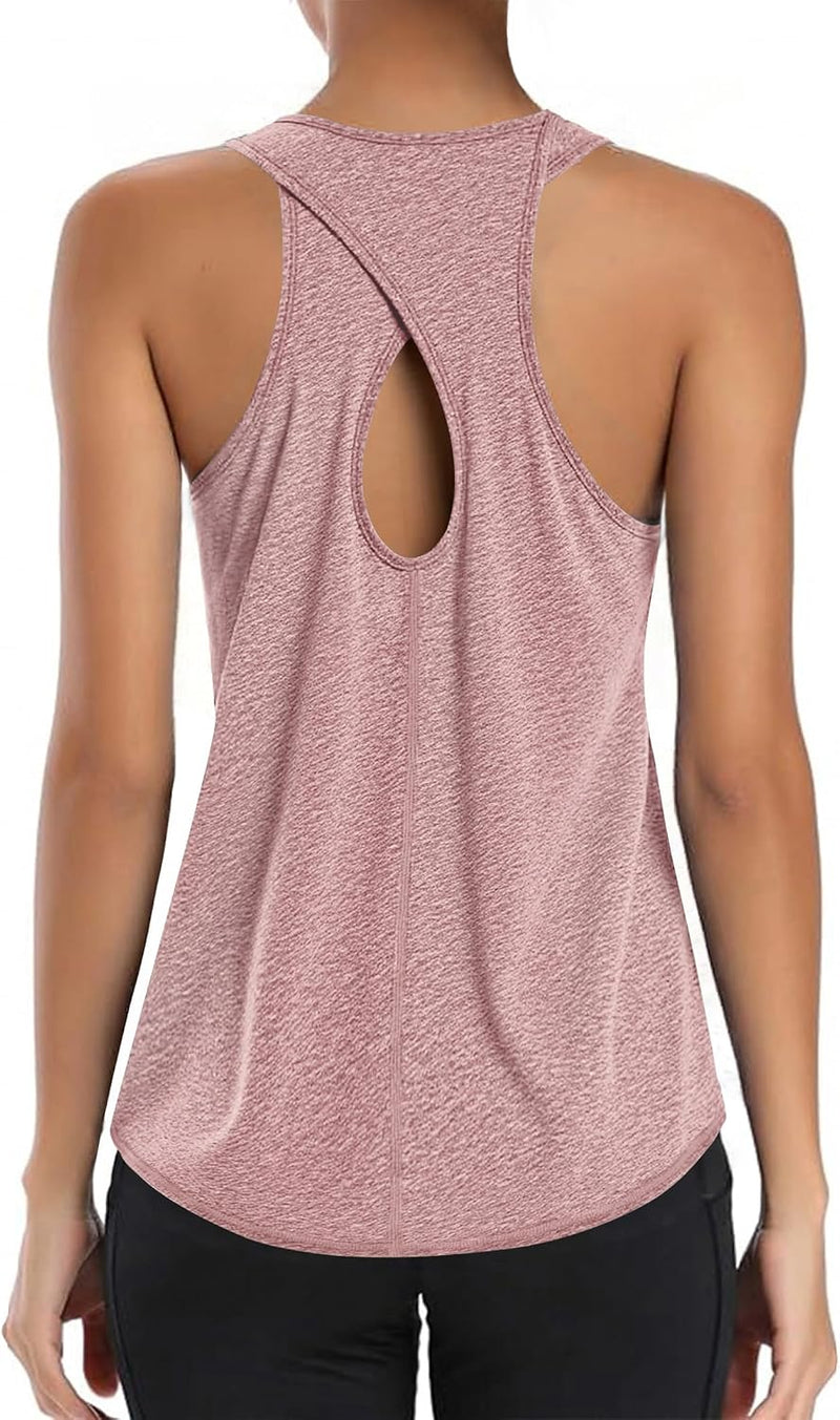 Load image into Gallery viewer, Dames sporttop mouwloos sneldrogend met open rug – fitness top – yoga shirt
