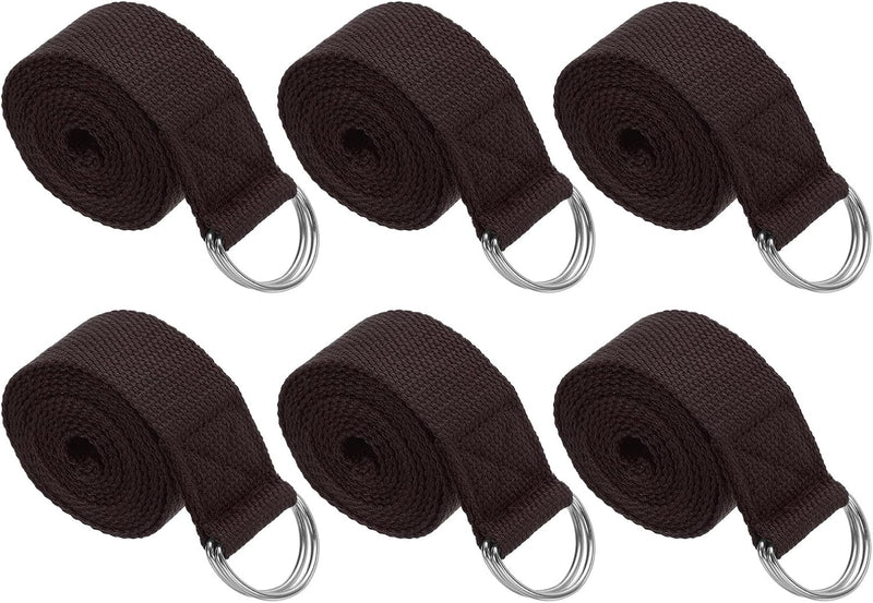 Załaduj obraz do przeglądarki galerii, Yogariemen 6 stuks 180 x 3,8 cm van katoen met D-ring bruin – stretchbanden – yoga pilates accessoires
