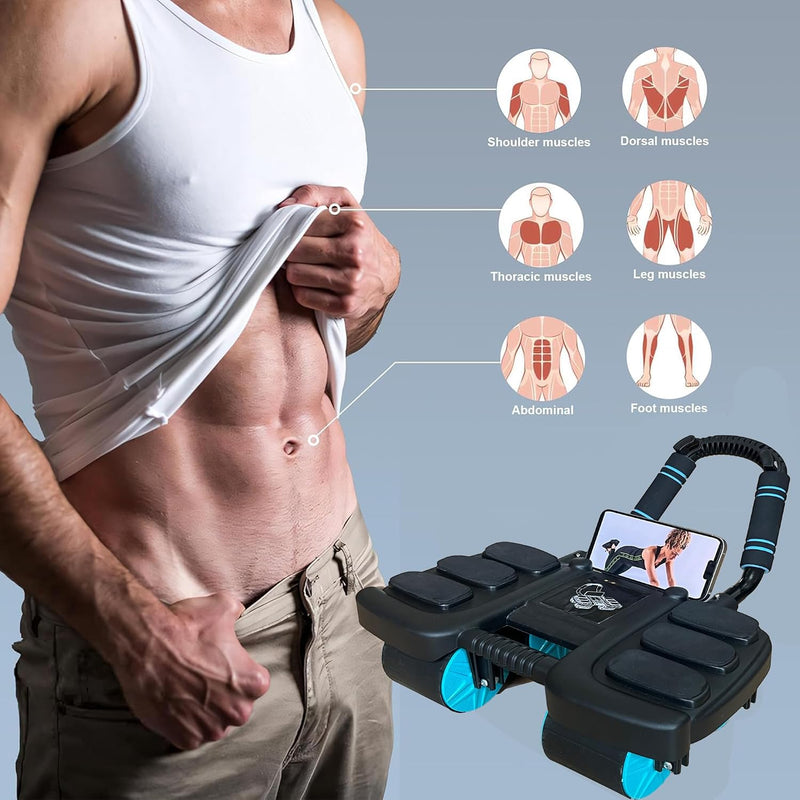 Laad afbeelding in Galerijviewer, Ab roller met automatische rebound 4 wielen en elleboogsteun – buikspiertrainer – ab wheel
