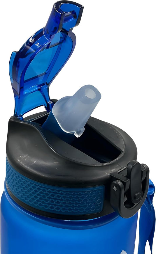 Waterfles met rietje en tijdmarkering 1 liter