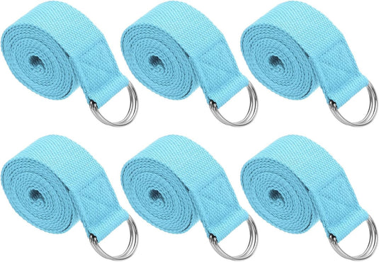 Yogariemen 6 stuks 180 x 3,8 cm van katoen met D-ring bruin – stretchbanden – yoga pilates accessoires