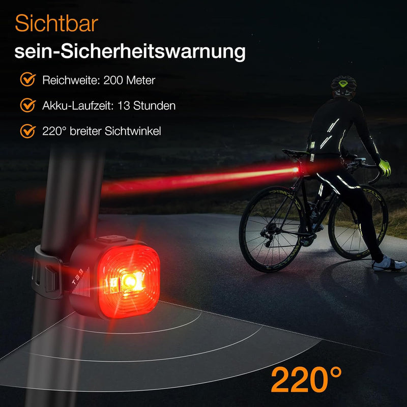Laden Sie das Bild in Galerie -Viewer, Oplaadbare fietsverlichting set USB-C IPX5 met voorlicht en achterlicht – fietslamp – LED fietslicht
