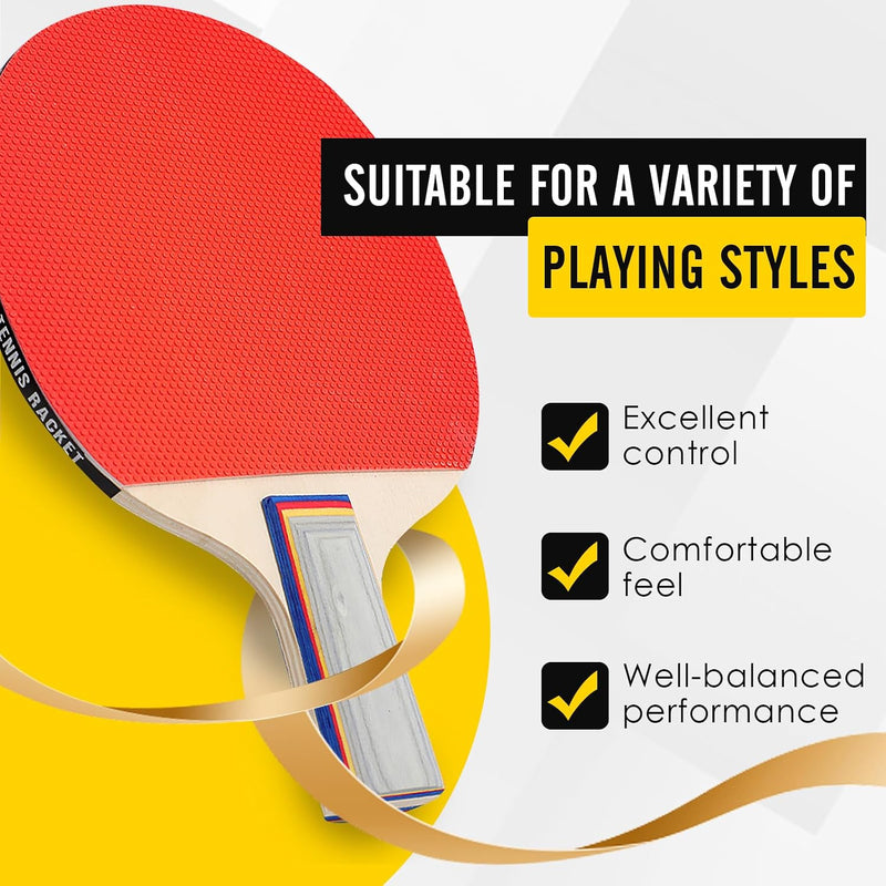 Charger l’image dans la visionneuse de galerie, Set de tennis de table avec 2 raquettes en bois de 25,5 cm, 3 balles et une housse de rangement – set de ping-pong – matériel de tennis de table
