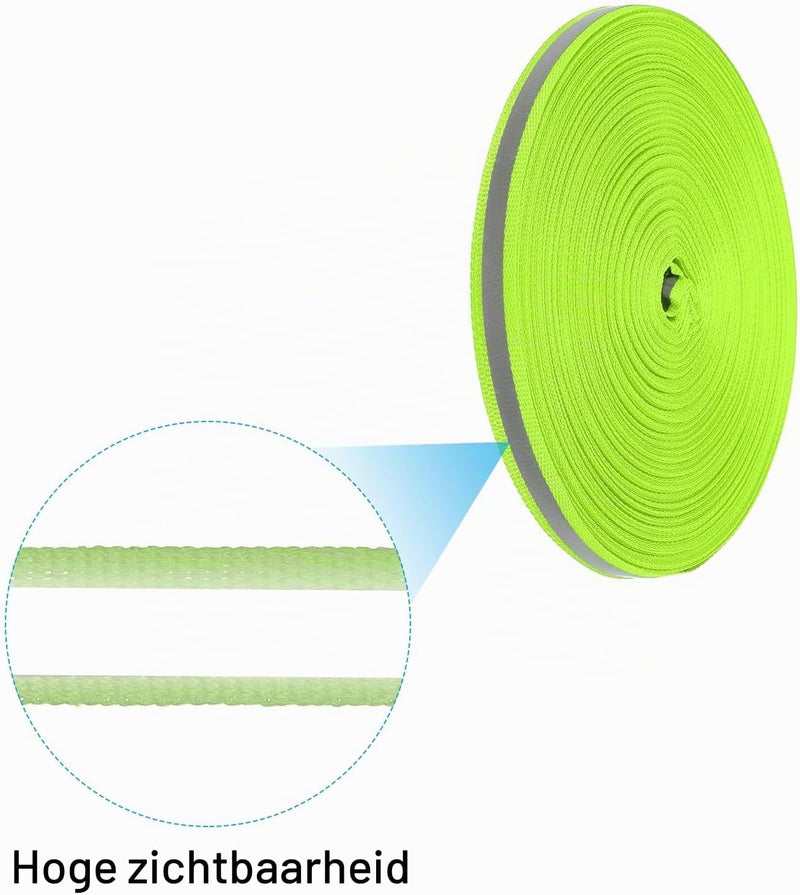 Laad afbeelding in Galerijviewer, Reflecterend naaiband 10 mm breed 40-45 meter fluorescerend groen – reflectieband – veiligheidsaccessoires
