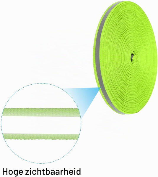 Reflecterend naaiband 10 mm breed 40-45 meter fluorescerend groen – reflectieband – veiligheidsaccessoires