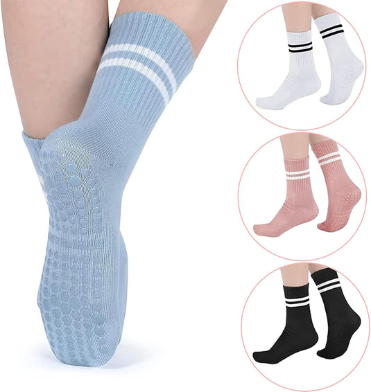 Antislip sokken dames 4 paar maat 35-40 met siliconen grip – yoga pilates trampoline sokken