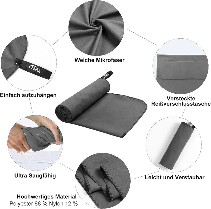 Laden Sie das Bild in Galerie -Viewer, Fitnesshanddoek Microvezel 120x50 cm Sneldrogend met Ritsvak – Sporthanddoek – Reishanddoek
