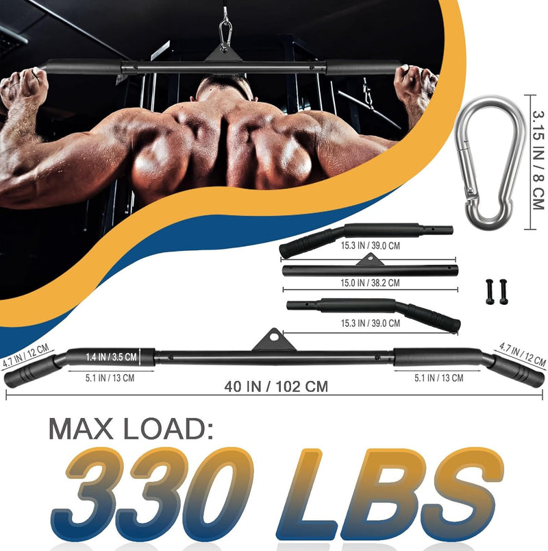 Load image into Gallery viewer, Lat pulldown bar 40 of 102 cm met schuimhandgrepen tot 150 kg – kabelstang – biceps triceps stang
