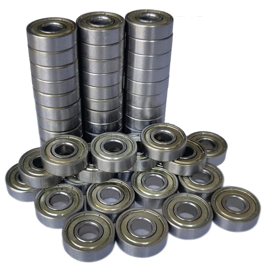 Tonmp 100 PCS 608-ZZ Ball Bearing - Double Metal Sealed Shielded Miniature Deep Groove Bearings for Furniture Wheel,Skateboards, Inline Skates, Scooters, Roller Blade Skates (8mm x 22mm x 7mm)