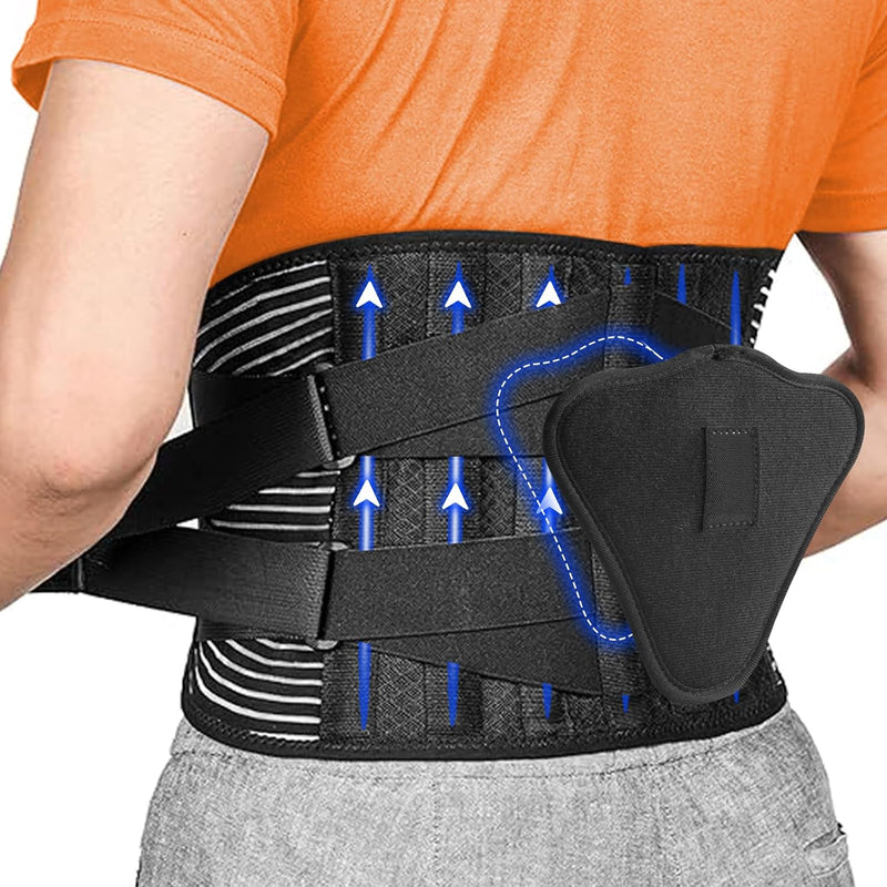 Charger l’image dans la visionneuse de galerie, Ceinture dorsale ajustable taille L avec tiges de soutien métalliques et support lombaire respirant – bandage dorsal – soutien du bas du dos
