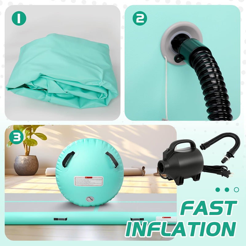 Chargez l'image dans la visionneuse de la galerie, Opblaasbare turnmat 3 m met air roller – 10 cm dik – gymnastiekmat met elektrische pomp voor tumbling en cheerleading
