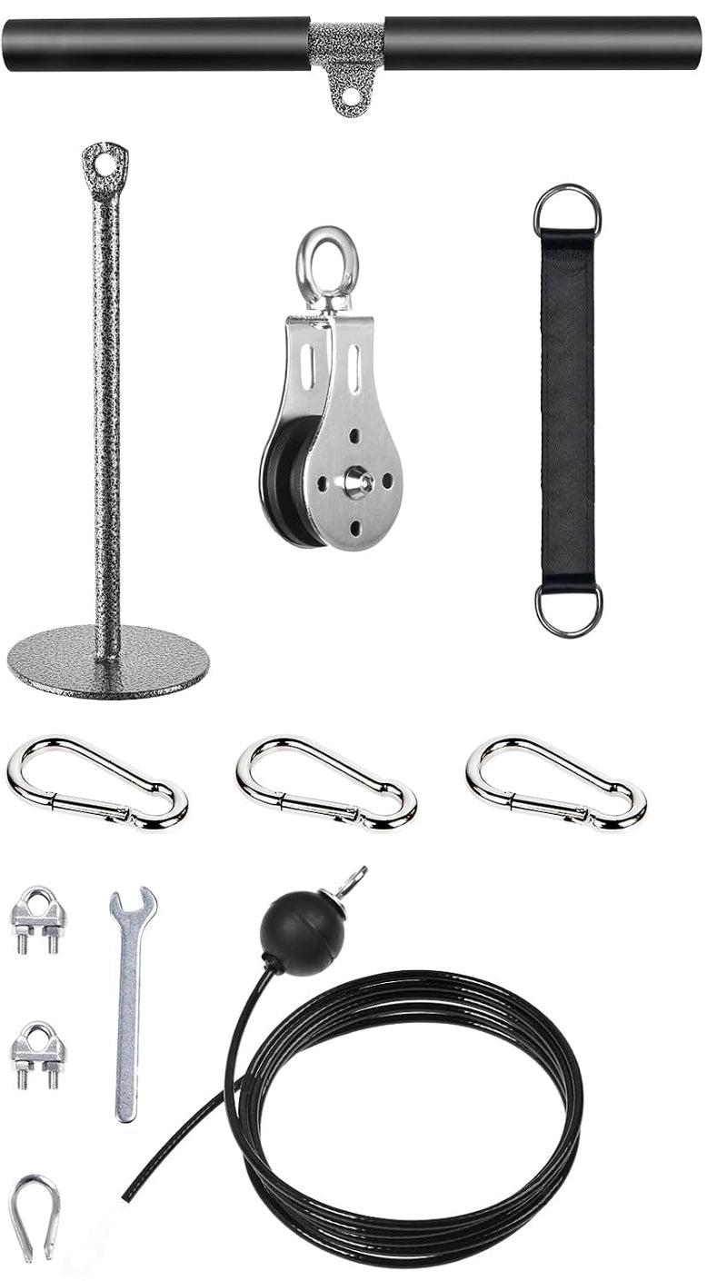 Charger l’image dans la visionneuse de galerie, Système de câbles de fitness avec barre de traction droite de 40 cm et câble en acier réglable - tirage vertical - accessoires pour salle de sport à domicile

