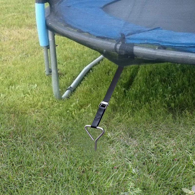 Załaduj obraz do przeglądarki galerii, Grondankers 4 stuks 40,5 cm met spanbanden – trampoline ankers – stormbeveiliging
