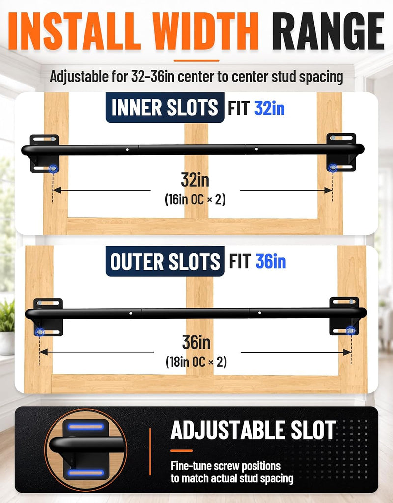 Laden Sie das Bild in Galerie -Viewer, Wandgemonteerde optrekstang met meerdere gripposities tot 227 kg – pull-up bar – krachttraining
