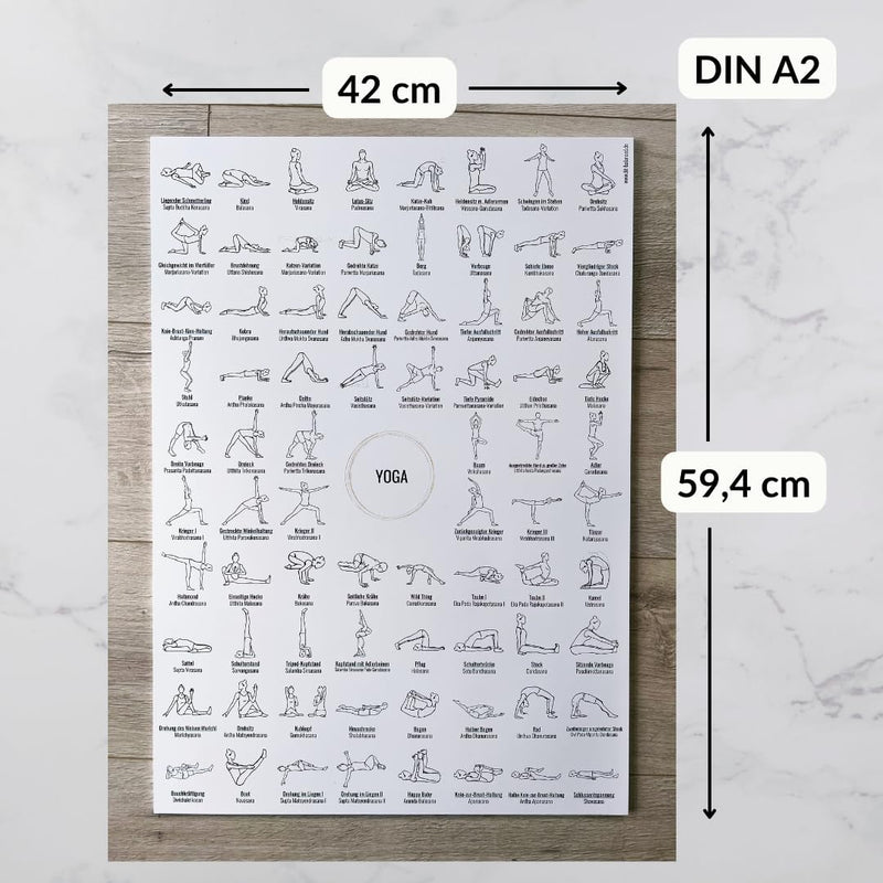 Laad afbeelding in Galerijviewer, FIT BALANCED Yoga poster A2, met 76 yoga-oefeningen, asana's
