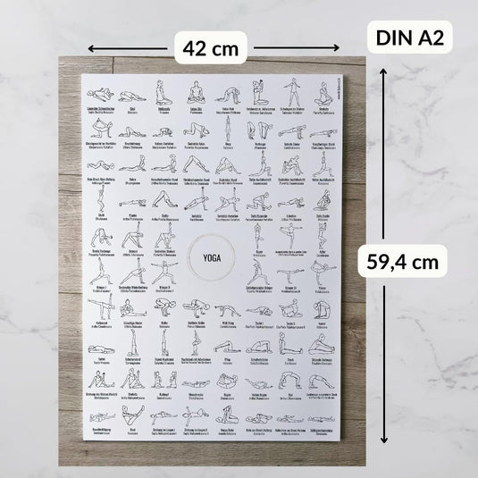 FIT BALANCED Yoga poster A2, met 76 yoga-oefeningen, asana's