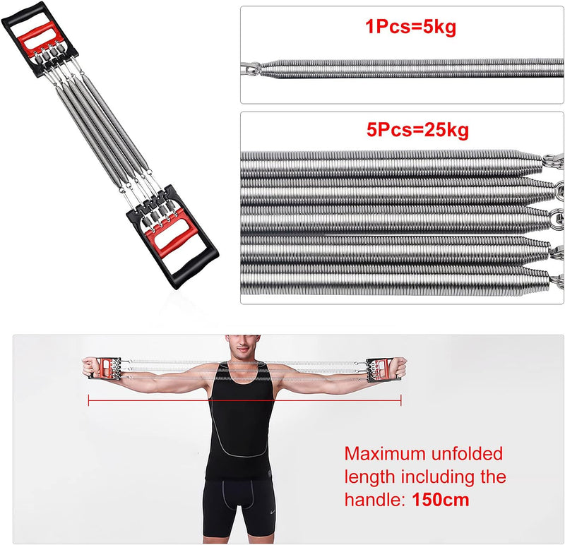 Load image into Gallery viewer, DBREAKS Borstverlenging, borstverlenging, verstelbare borstexpander, trekkrachtverlenging, fitnesskabel, multifunctioneel, met 5 afneembare veren, voor spiertraining

