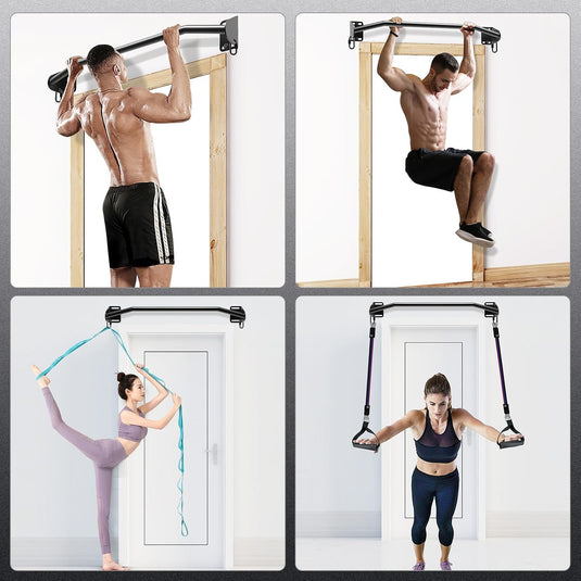 Heavy-duty optrekstang voor wand en balk tot 227 kg met accessoireringen – pull-up bar – krachttraining