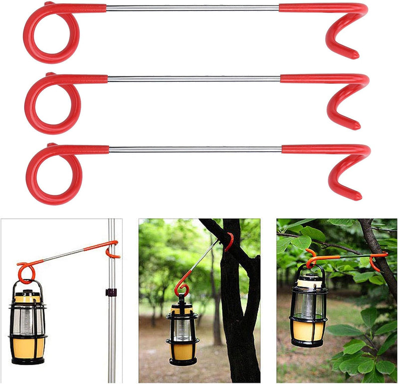 Load image into Gallery viewer, Buachois 3-delige buiten campingtent haak hanger multifunctionele camping lantaarn houder S-vormige lantaarnhaak hanger tweerichtings universele haak voor buiten camping vissen reizen avontuur (rood)
