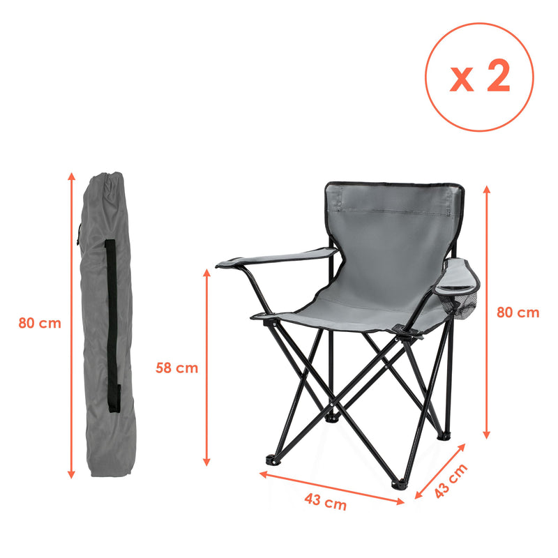 Laden Sie das Bild in Galerie -Viewer, Campingstoelen Opvouwbaar 2 Stuks met Bekerhouder tot 100 kg – Vouwstoel – Kampeerstoel
