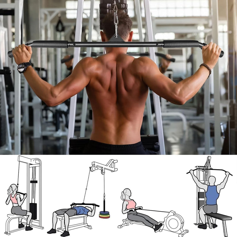 Load image into Gallery viewer, Lat pulldown bar 40 of 102 cm met schuimhandgrepen tot 150 kg – kabelstang – biceps triceps stang
