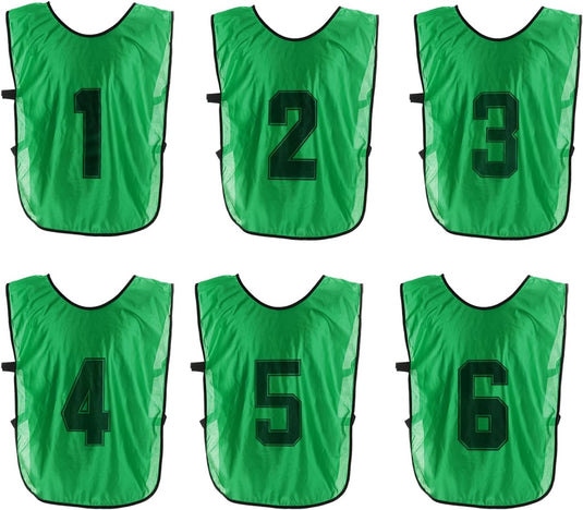 Voetbal trainingshesjes 6 stuks genummerd 1 tot 6 voor volwassenen – teamvesten – sporthesjes