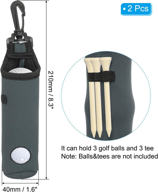 Golfbal houder van neopreen voor 3 ballen en 3 tees lichtroze – golfbal draagtas – golf accessoires
