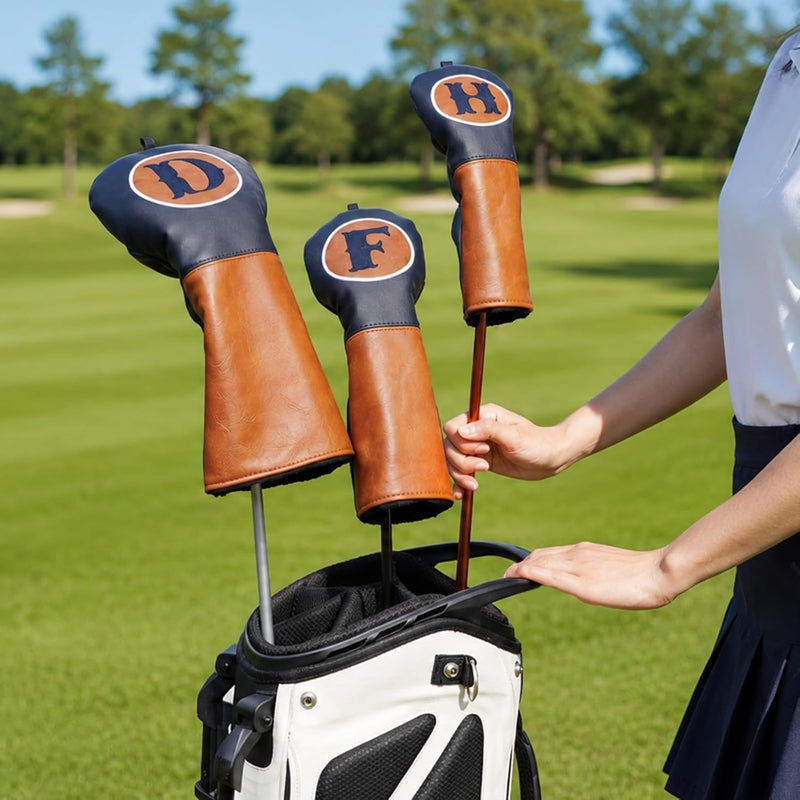 Załaduj obraz do przeglądarki galerii, Golfclub hoofdhoezen 3 stuks van kunstleer voor driver fairway en hybrid – golfheadcovers – clubbescherming
