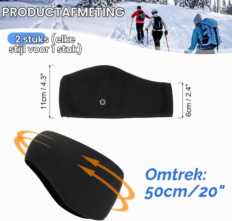 Załaduj obraz do przeglądarki galerii, Fleece oorwarmers 2 stuks – warme sporthoofdbanden – hardloop fiets accessoires
