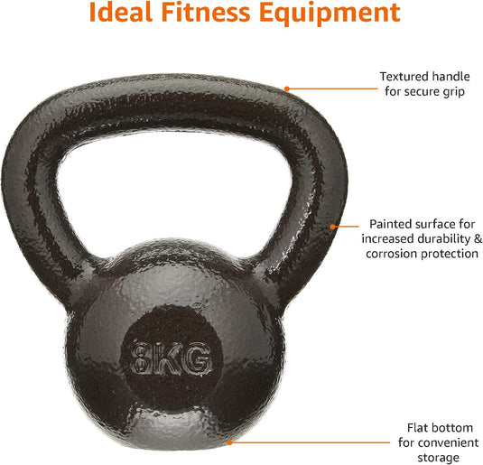 Amazon Basics Cast-Iron Kettlebell, 17.6 pound (8 kg), Black