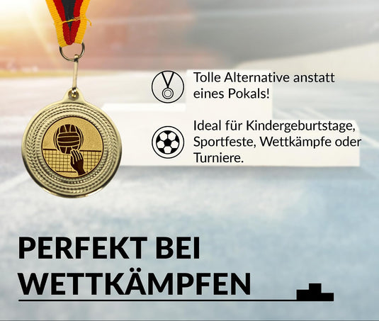 Volleybal medailles set van 10 stuks met lint