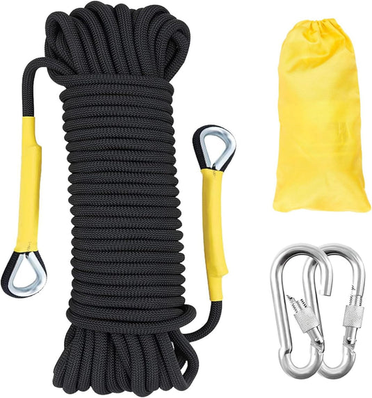 Statisch outdoor touw 10 m x 12 mm – nylon touw met 2 stalen haken voor camping en survival