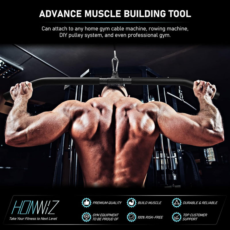 Chargez l'image dans la visionneuse de la galerie, Lat pulldown bar 85 cm met draaischarnier en antislip handgrepen – kabelstang – fitness accessoire
