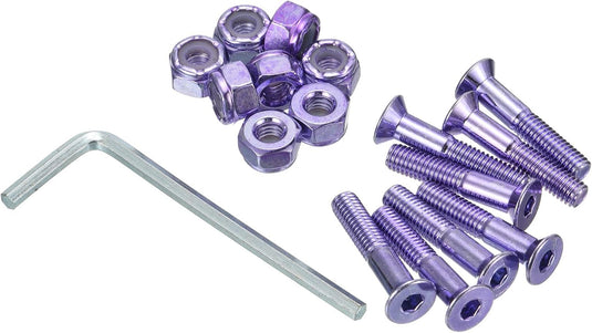 Skateboard hardware set 1 inch met schroeven moeren en inbussleutel paars – montagebouten – skate accessoires