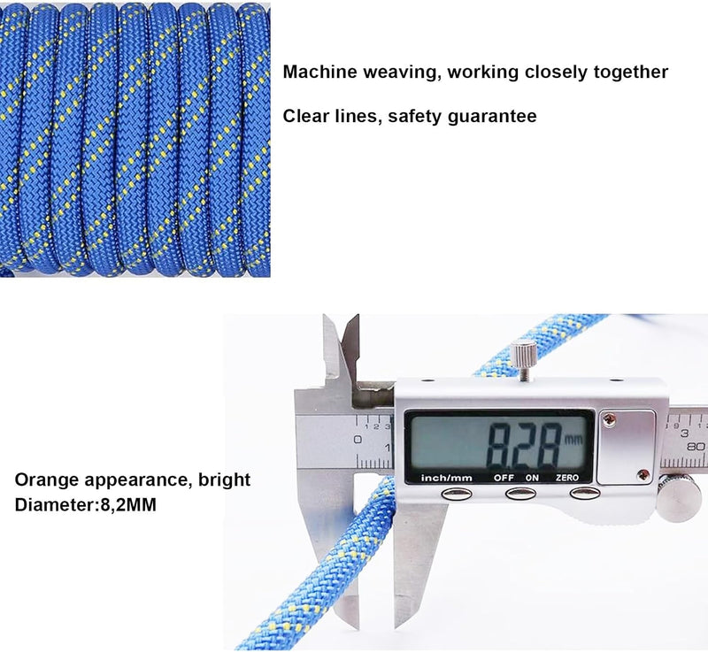 Chargez l'image dans la visionneuse de la galerie, Statisch outdoor touw 5 m x 8 mm – nylon touw met 2 stalen haken voor camping en survival
